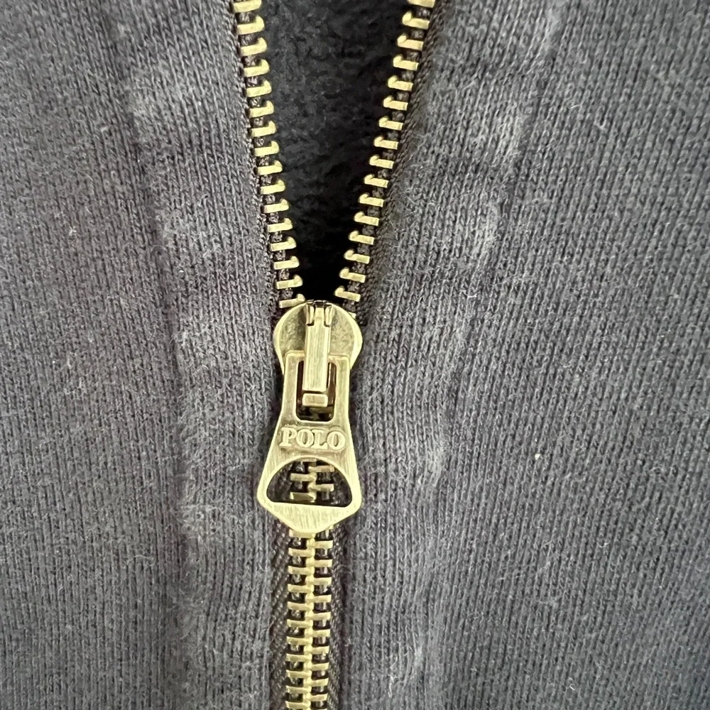 Ralph Lauren Navy Zip-Up Hoodie Small Yellow Polo Logo - Picture 4 of 7